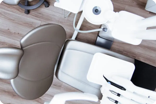 Overhead view of a dental chair